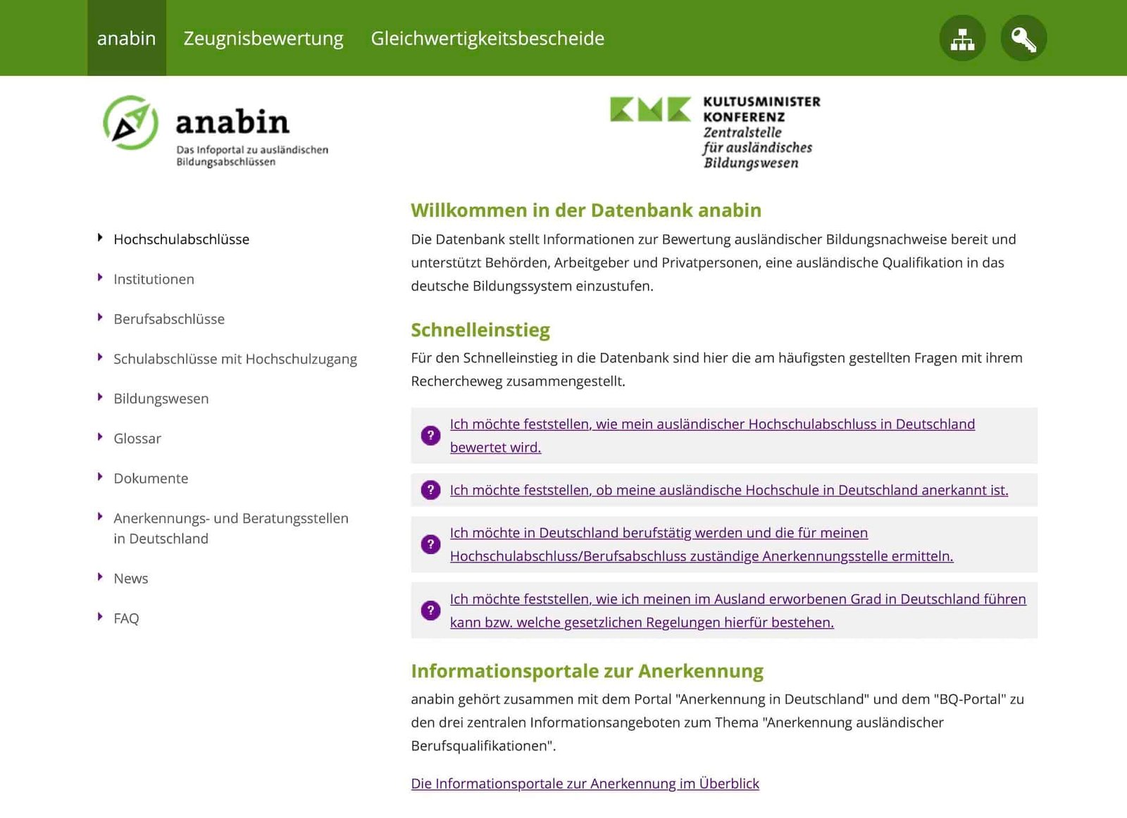 Anabin's homepage